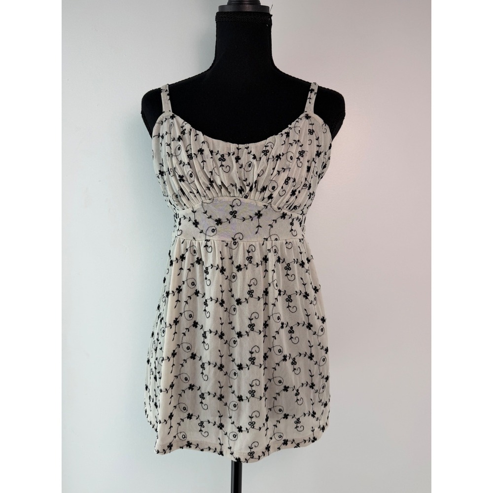 Y2K 2000s Mesh Babydoll Tank Top Coquette Fairycore Fairy Soft Grunge